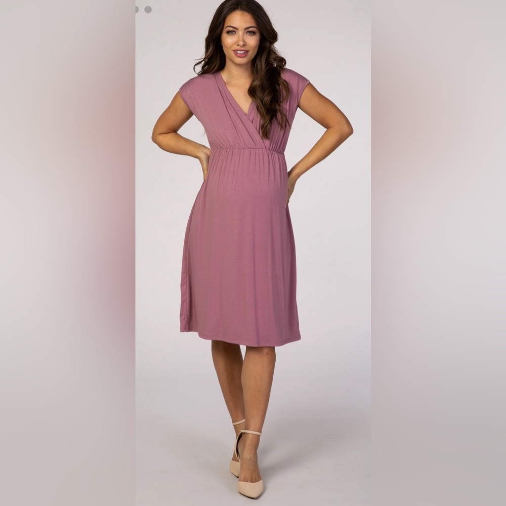 Mauve Draped Maternity/Nursing Dress | PinkBlush | Small